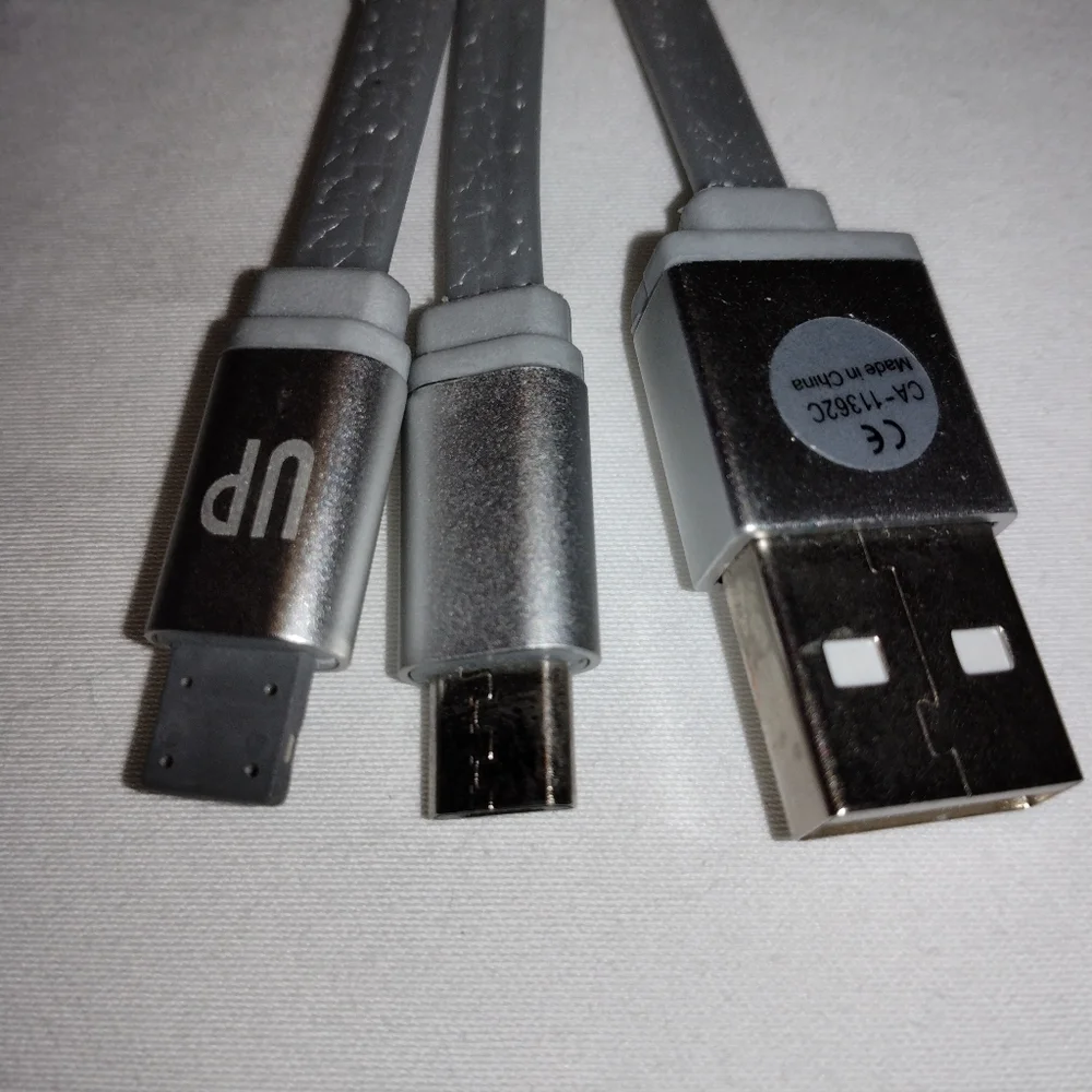 Multi Charger Cable Silver Leather Tassel Keychain UBS Micro USB & iPhone NWOT